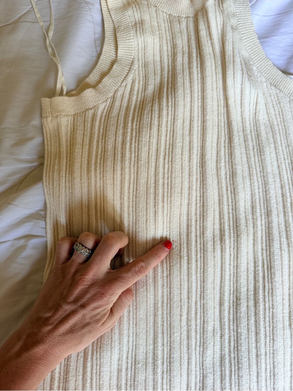 & Other Stories Cream Ribbed Knit Dress - Picture 9 of 9